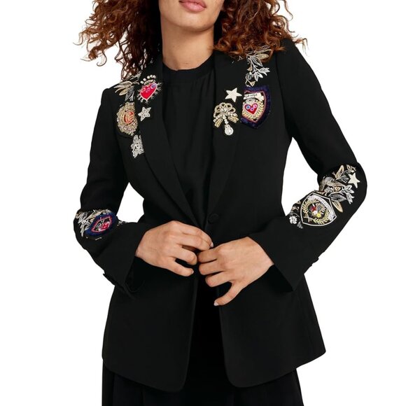 Cinq à Sept Heritage Patch Cheyenne Blazer Size M/L, 10 US NEW - Picture 3 of 14